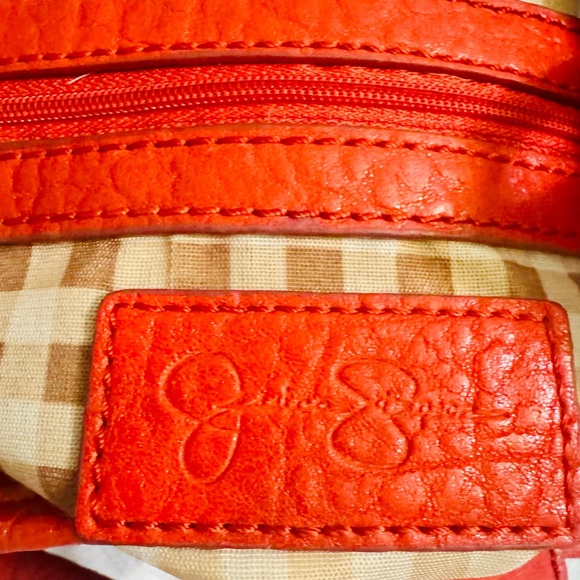 Jessica Simpson Red Leather Shoulder Bag with Gold Accents - Picture 7 of 10